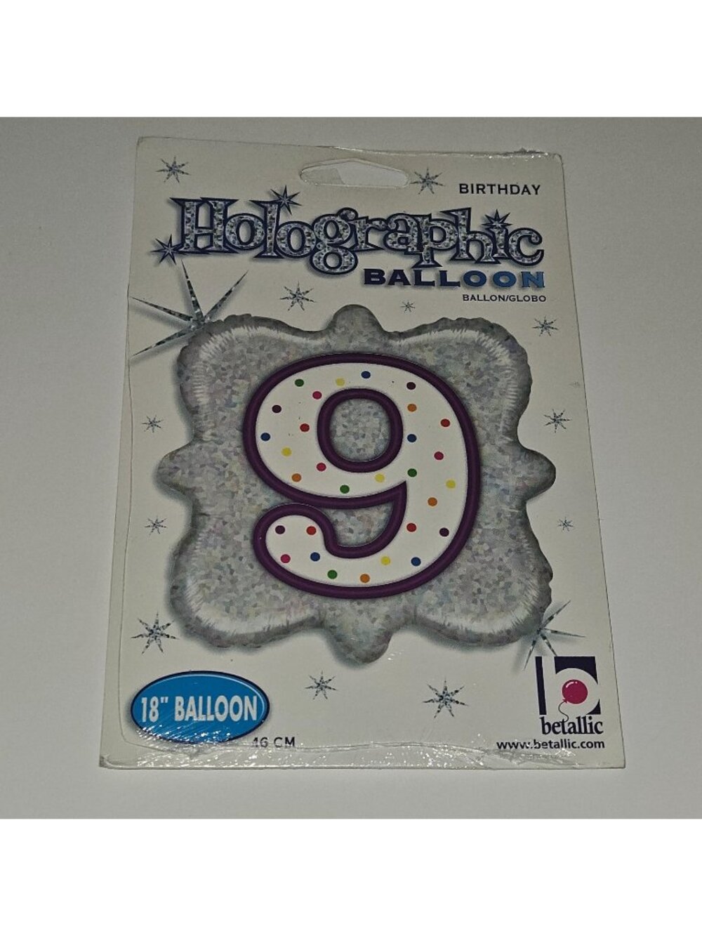 NEW Number 9 Holographic Balloon 18" Birthday Party Supplies Polka Dots Betallic